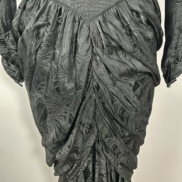 Vintage Silk Saint Romei A-Line Layered Midi Skirt V-Neck Dress size small - Picture 4 of 16